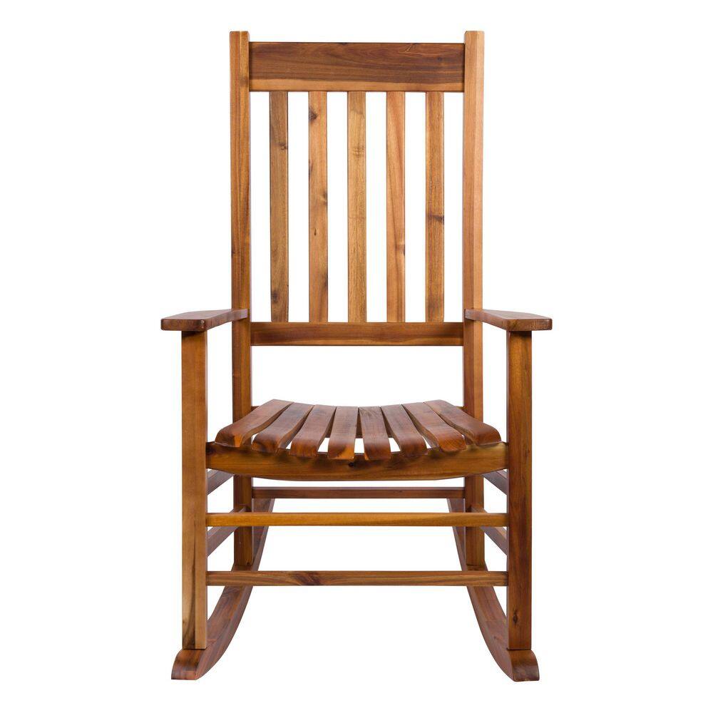44"H Oak Porch Rocker made of Acacia, Porch Rocking Chair, Classic Wooden Porch Rockers, Indoor or Outdoor Rocking Chair