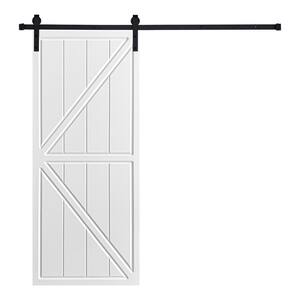 Modern K-Frame Designed 84 in. x 24 in. MDF Panel with White Painted Sliding Barn Door with Hardware Kit
