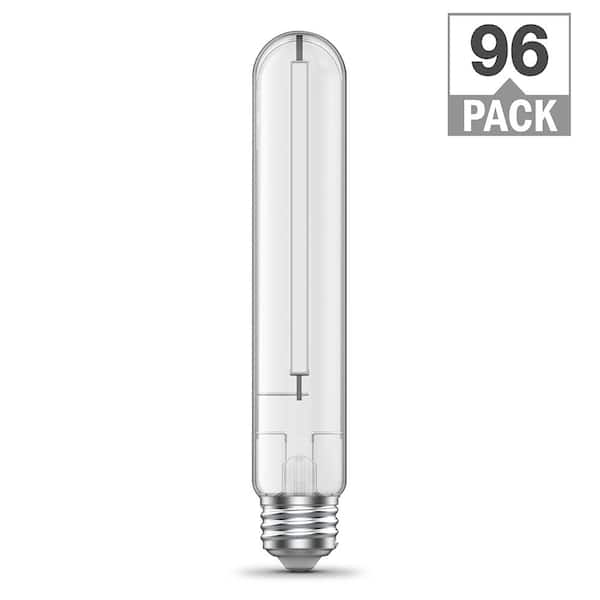 Feit Electric 60-Watt Equivalent T10L Dimmable Straight White Filament Clear E26 Vintage Edison LED Light Bulb Daylight 5000K(96-Pack)