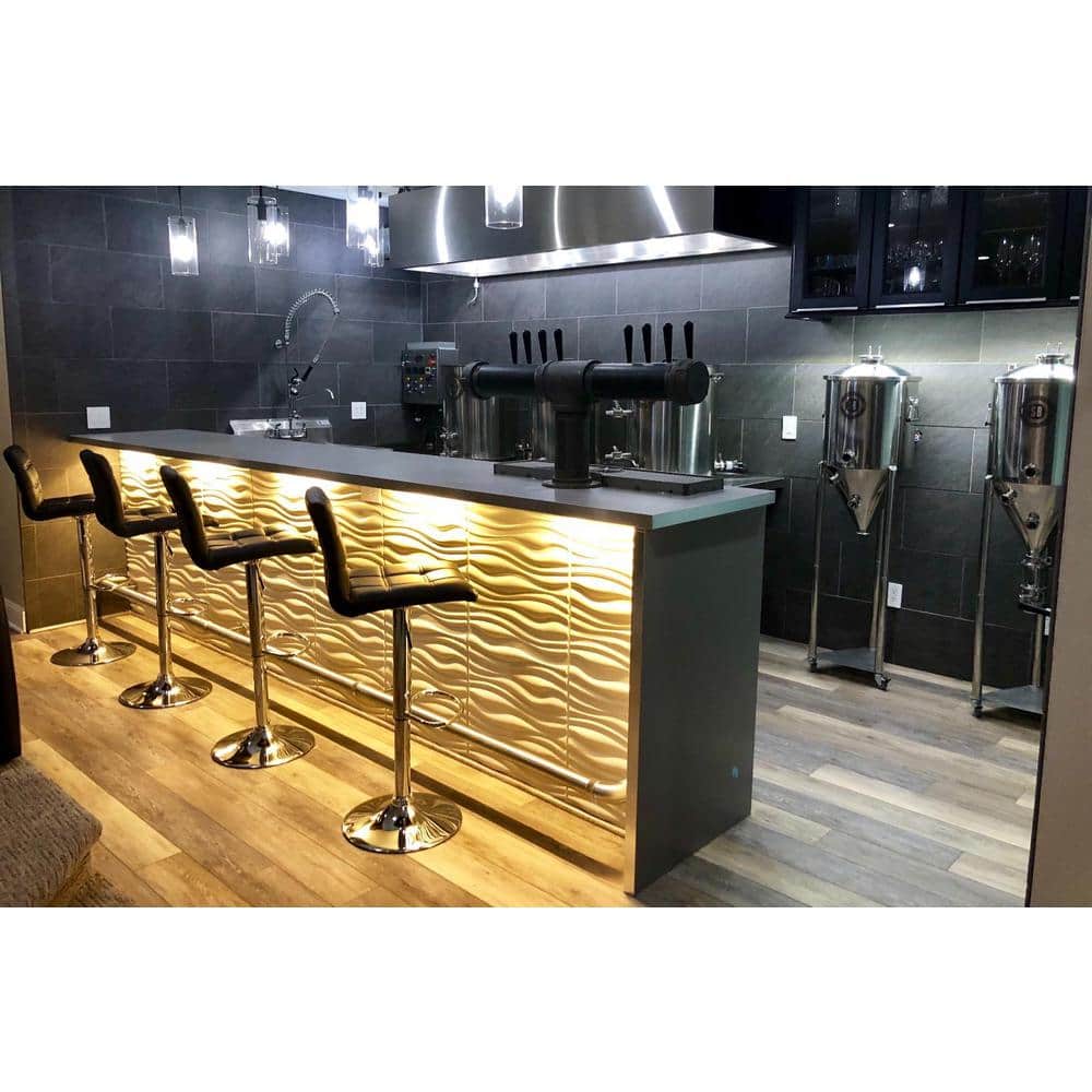 Wave Design White PVC 3D Wall Panels 19.7" x 19.7"