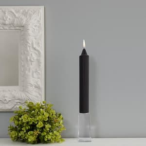 Grecian Collenette 9 in. Black Unscented Taper Candle (Set of 4)