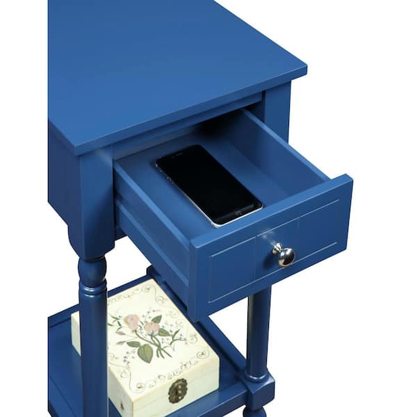 Convenience Concepts French Country 14 in. W Cobalt Blue 28 in. H Square Wood Khloe End Table with Drawer - image 4
