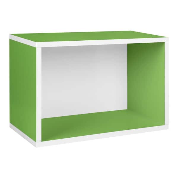 Way Basics Blox System Large Rectangle zBoard Paperboard Stackable Shelf, Shoe Storage Rack in Green