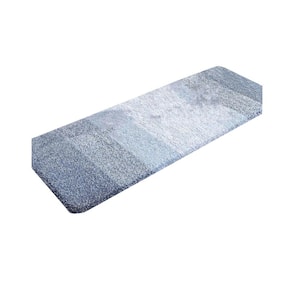 47 in. x 20 in. Navy Stripe Microfiber Rectangular Shaggy Bath Rugs