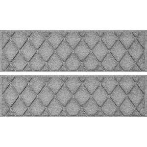 Aqua Shield Argyle Medium Gray 8.5 in. x 30 in. Stair Tread Covers (Set of 4)