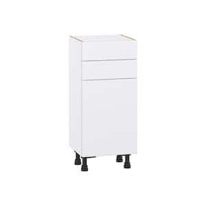 Fairhope Bright White Slab Assembled Shallow Base Kitchen Cabinet with Drawers (15 in. W x 34.5 in. H x 14 in. D)