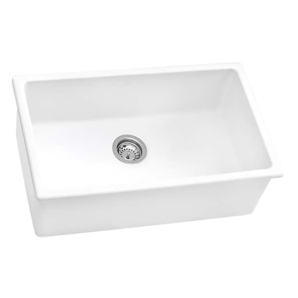 Ruvati 30 in. Single Bowl Dualmount Fireclay Kitchen Sink in White