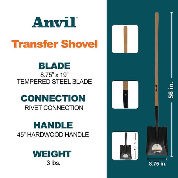 Anvil 41 in. Handle, Wood Handle Transfer Shovel PCL-PE-HD - The