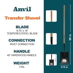 41 in. Handle, Wood Handle Transfer Shovel