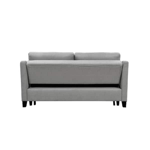 sumyeg 69 in. Light Gray 3 in 1 Convertible Queen Size Linen
