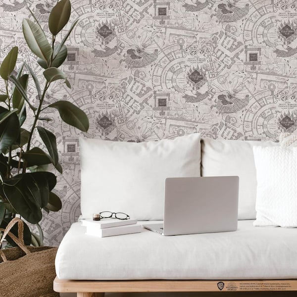 Grey Harry Potter Marauder's Map Vinyl Peel and Stick Matte Wallpaper