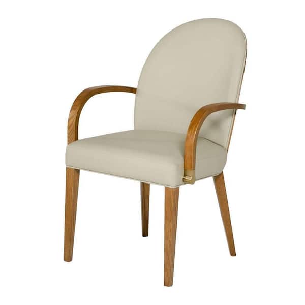 Benjara Cid Gray and Walnut Faux Leather Curved Back Armchair