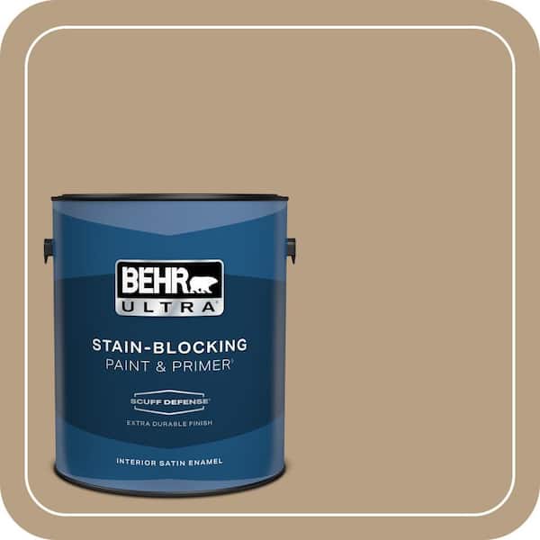 BEHR ULTRA 1 gal. Home Decorators Collection #HDC-AC-12 Craft Brown Extra Durable Satin Enamel Interior Paint & Primer