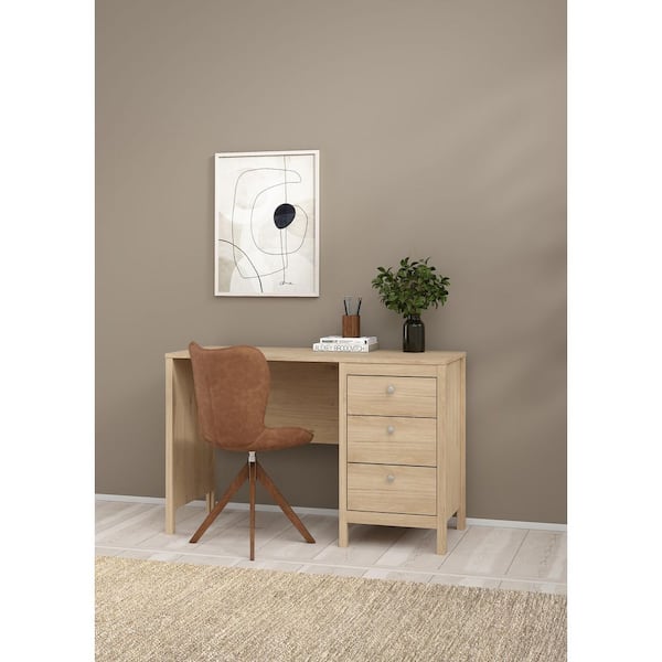 Madrid 47 in. Rectangular Jackson Hickory Desk 3 Storage Drawers