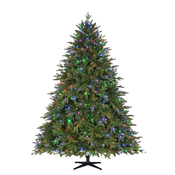 Home Accents Holiday 7.5 ft. Pre-Lit LED Monterey Fir PE Quick-Set Artificial Christmas Tree with 700 Color Changing Lights and Remote