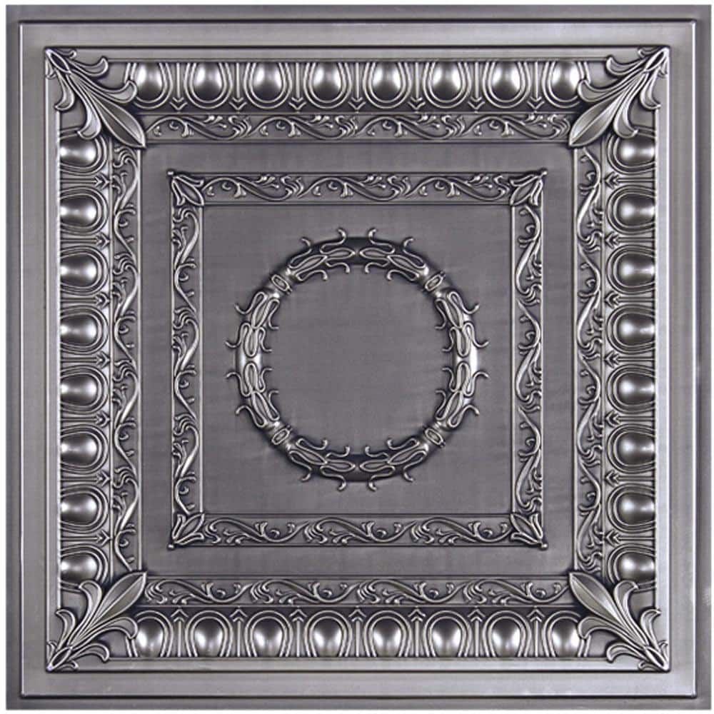 Royal 24'' Square Antique Nickel Faux Tin Ceiling Tile