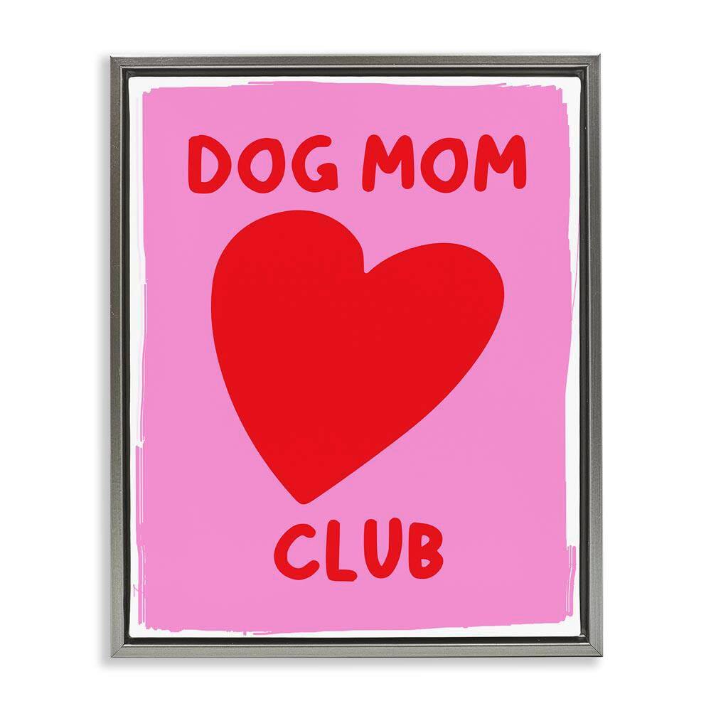 Dog Mom Club Heart by House of Lulu Gray Floater Frame Typography Graphic Art Print 21 in. x 17 in. price history on PriceWatchPro