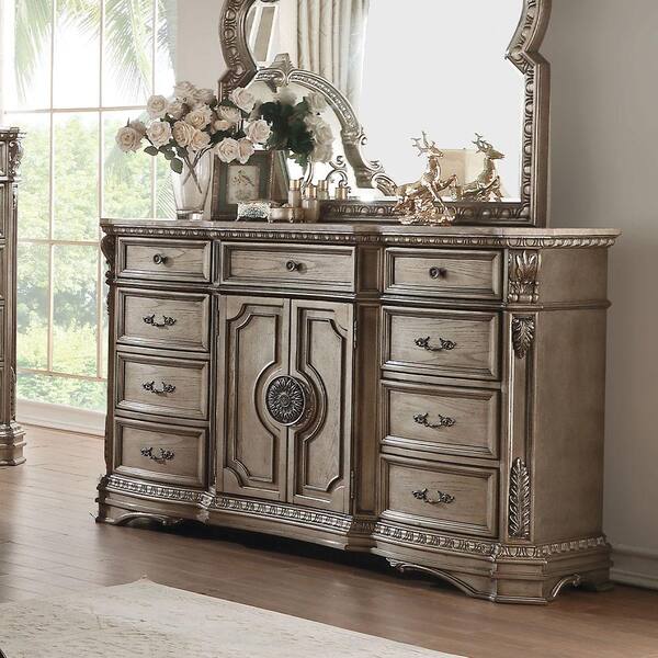 antique silver dresser Acme Northville Dresser Wooden Top Antique Silver
