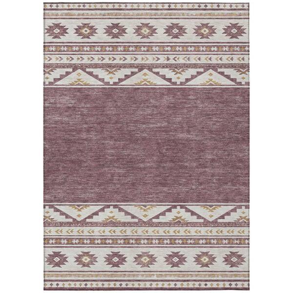 Chantille Machine Washable Indoor/Outdoor Abstract ACN3075 Plum 3 ft. x 5 ft. Area Rug