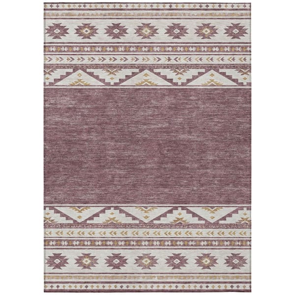 Chantille Machine Washable Indoor/Outdoor Abstract ACN3075 Plum 5 ft. x 7 ft. 6 in. Area Rug