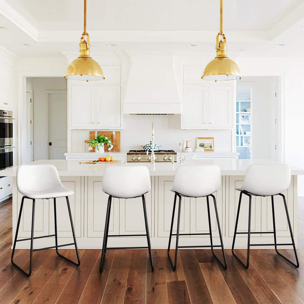 White leather deals stools for kitchen