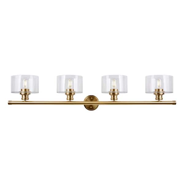 FORTE LIGHTING INC Zane 4-Light Soft Gold Bath Vanity Light with Clear Glass