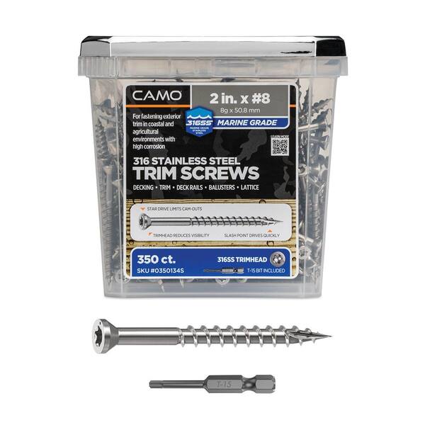 2 in. #8 316 Stainless Steel Premium Star Drive Trim Screws (350-Count)