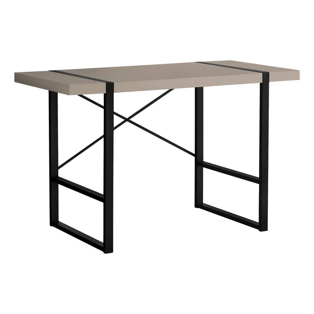 48 in. L Modern Taupe Black Computer Desk Thick-Panel Desktop Inset Metal L