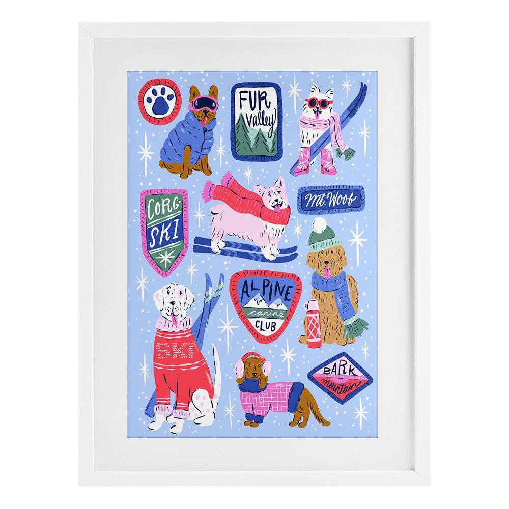 Winter Ski Dogs Collage by Krissy Mast Framed Graphic Art Print Sports 20 in. x 14 in. price history on PriceWatchPro