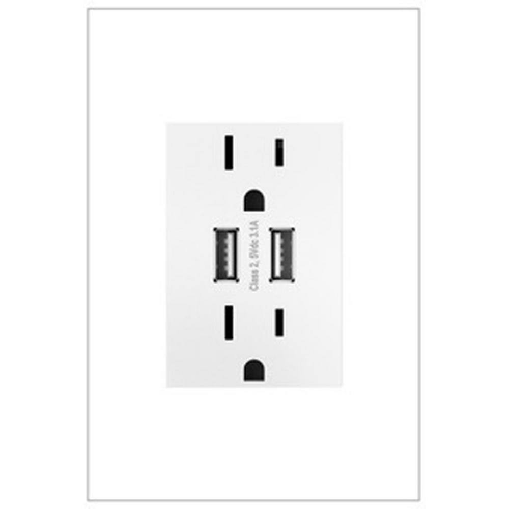 adorne 15 Amp 125-Volt Dual USB Plus-Size Duplex Outlet, White price history on PriceWatchPro