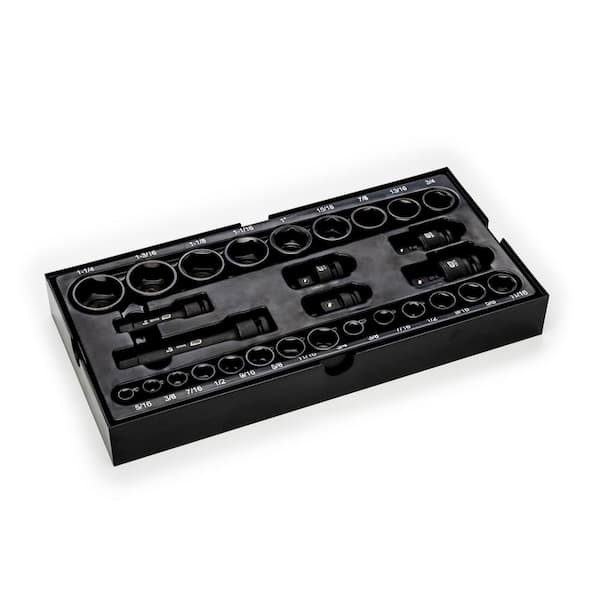 GEARWRENCH 29-Piece SAE 3/8 in., 1/2 in. Impact Socket Tray Set