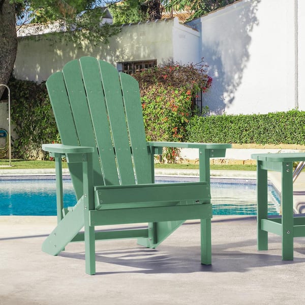 JOYESERY Dark Green HIPS Plastic Weather Resistant Adirondack Chair for Outdoors (1-Pack)