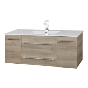 Kato 48in. W x 19in. D x 20in. H Single Sink Wall-Mounted Bathroom Vanity Cabinet in Organic with Acrylic Top in White