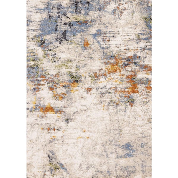 8 ft. x 11 ft. Taupe Blue And Copper Abstract Area Rug