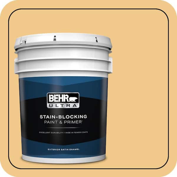BEHR ULTRA 5 gal. Home Decorators Collection #HDC-CL-16 Beacon Yellow Satin Enamel Exterior Paint & Primer