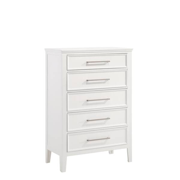 Andover White 5-Drawer 35 in. Chest with Drawers