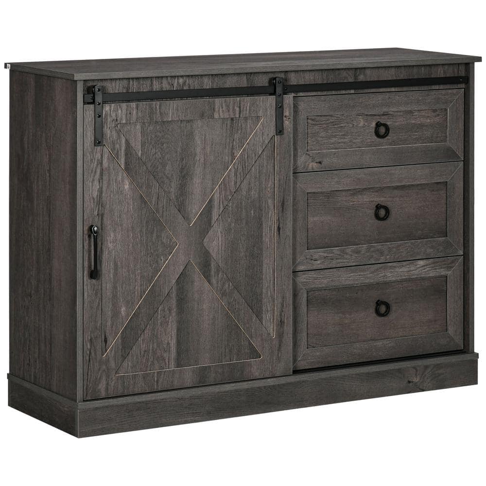 Dark Gray 6-Tier Steel and Wood Buffet Sideboard