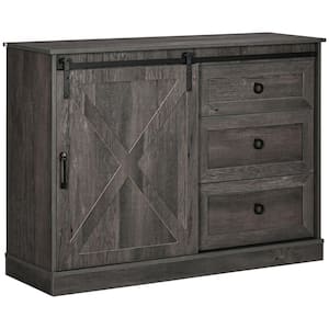 Dark Gray Particle Board 47.25in. W Kitchen Buffet Cabinet Sideboard with Storage Drawers
