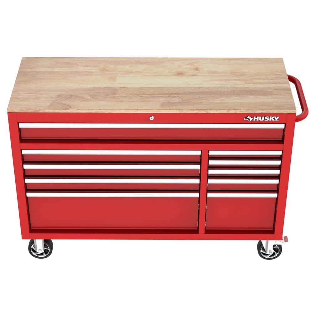 Husky Modular Tool Storage 52 in. W x 20 in. D Standard Duty Red Mobile Workbench Cabinet H52MWC10MODRED
