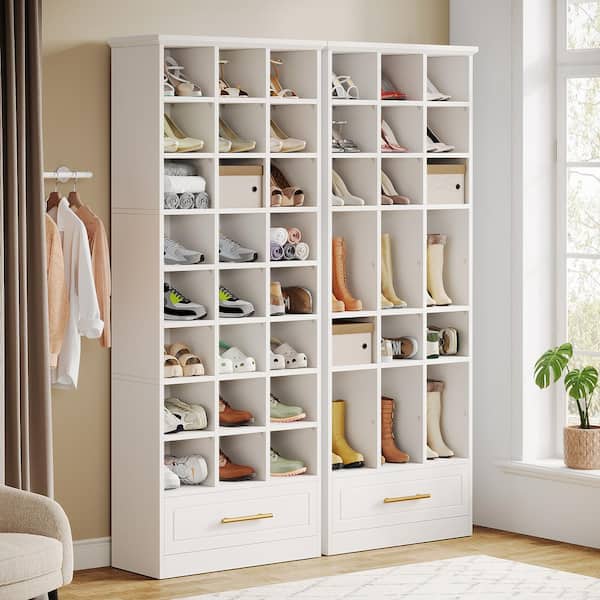 BYBLIGHT H x W White 24-Pairs Tall Shoe Storage