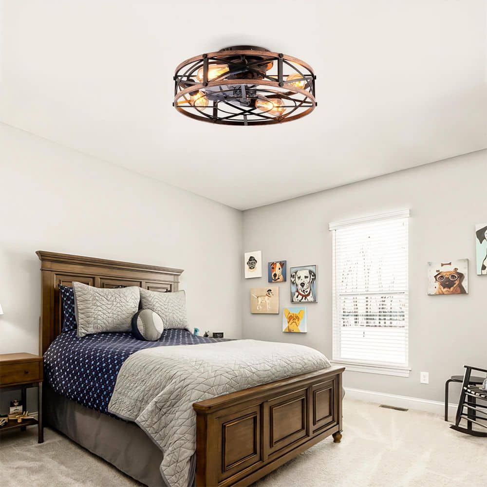 19 in. 4-Light Brown Jute Rope Universal No Include E26 Bulb Low Profile Fandelier Ceiling Fan Light Kit price history on PriceWatchPro