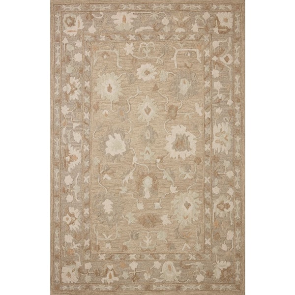 Chris Love Julia Dorothea Khaki / Dove 7 ft. 9 in. x 9 ft. 9 in. Traditional Area Rug