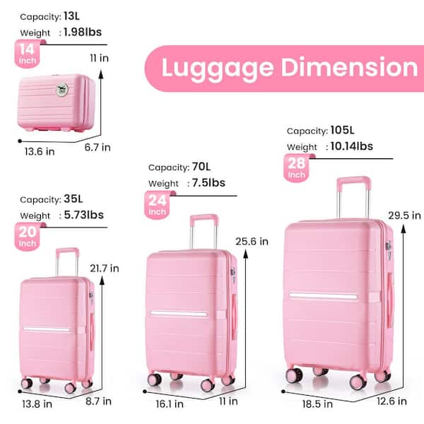OLUMAT 4-Piece Pink Security and Convenience Luggage Set FO-LS-003