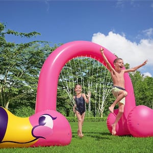 H2OGO! Pink PVC Jumbo Pink Flamingo Inflatable Outdoor Kids Water Sprinkler Arch