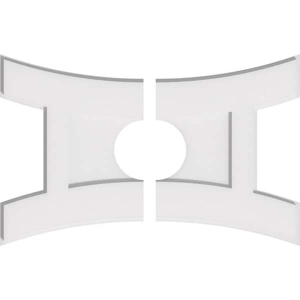 Ekena Millwork 24 in. W x 16 in. H x 5 in. ID x 1 in. P Haven Architectural Grade PVC Contemporary Ceiling Medallion (2-Piece)
