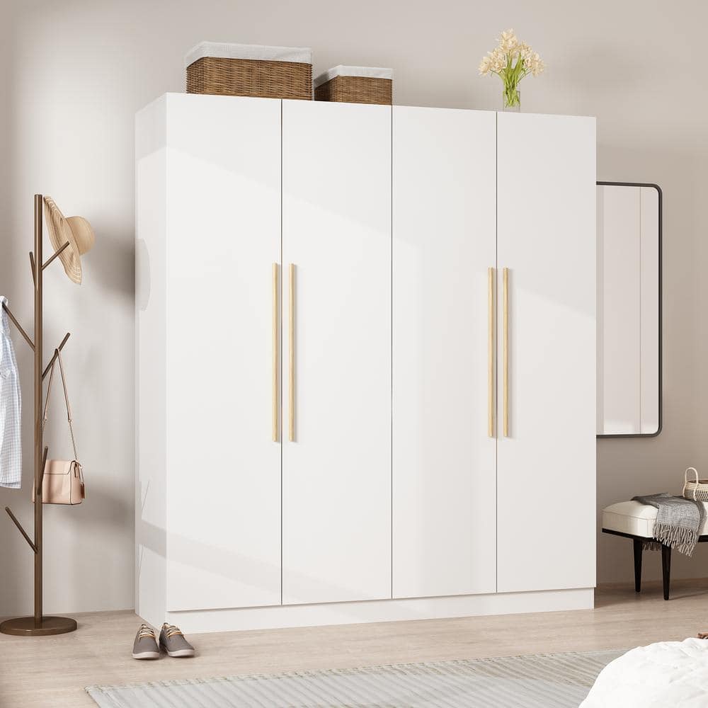FUFU&GAGA Armario grande para dormitorio de 70.9 pulgadas de alto con  espejo y cajones, armario con puertas y estantes, barra para ropa, armario  para