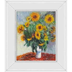Sunflowers by Claude Monet Galerie White Framed Nature Oil Painting Art Print 12 in. x 14 in.