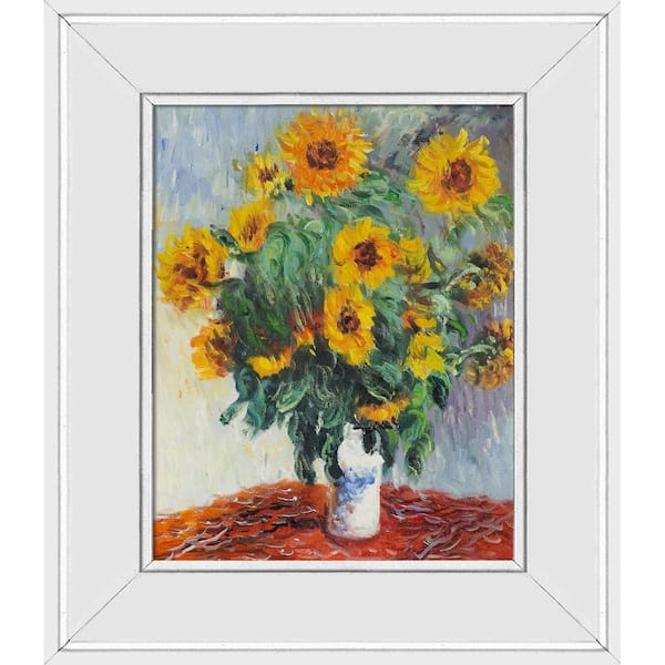 LA PASTICHE Sunflowers by Claude Monet Galerie White Framed Nature Oil Painting Art Print 12 in. x 14 in.