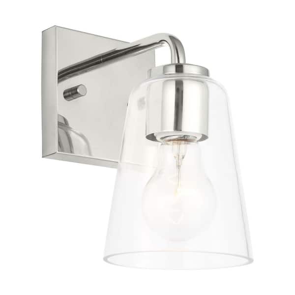 Miles 4.5 in. W x 8 in. H 1-Light Chrome Dimmable Wall Sconce with No Bulb Included
