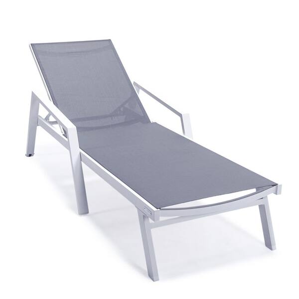 Leisuremod Marlin White Aluminum Outdoor Lounge Chair in Dark Grey MLAW ...